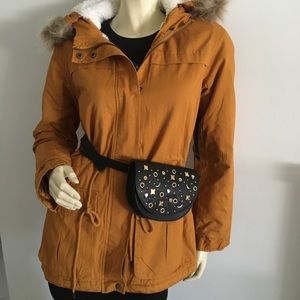 Black studded belt bag. Fanny pack. BCBGeneration